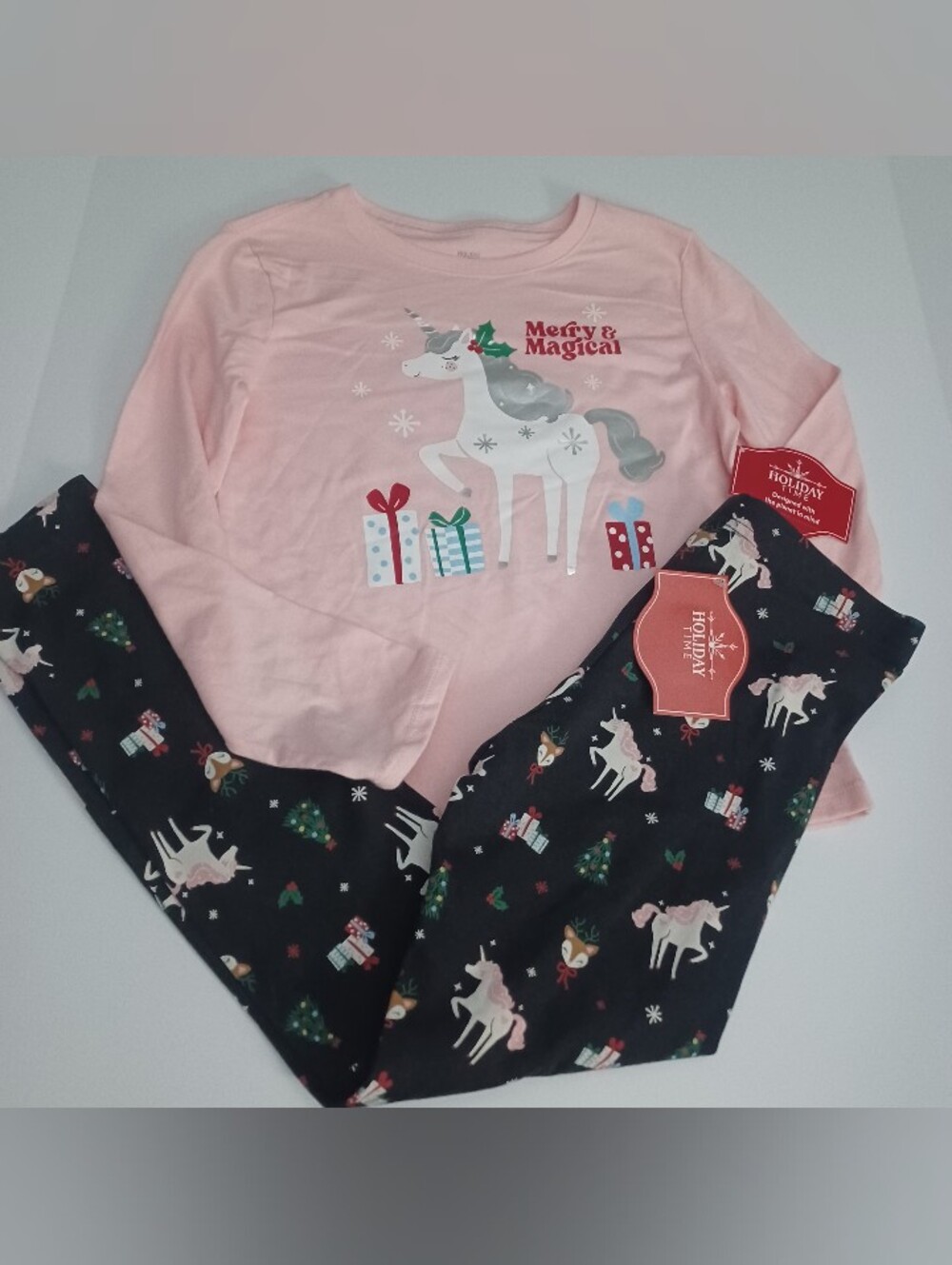 Holiday Time 2pc Unicorn Christmas Outfit Sz 7 8